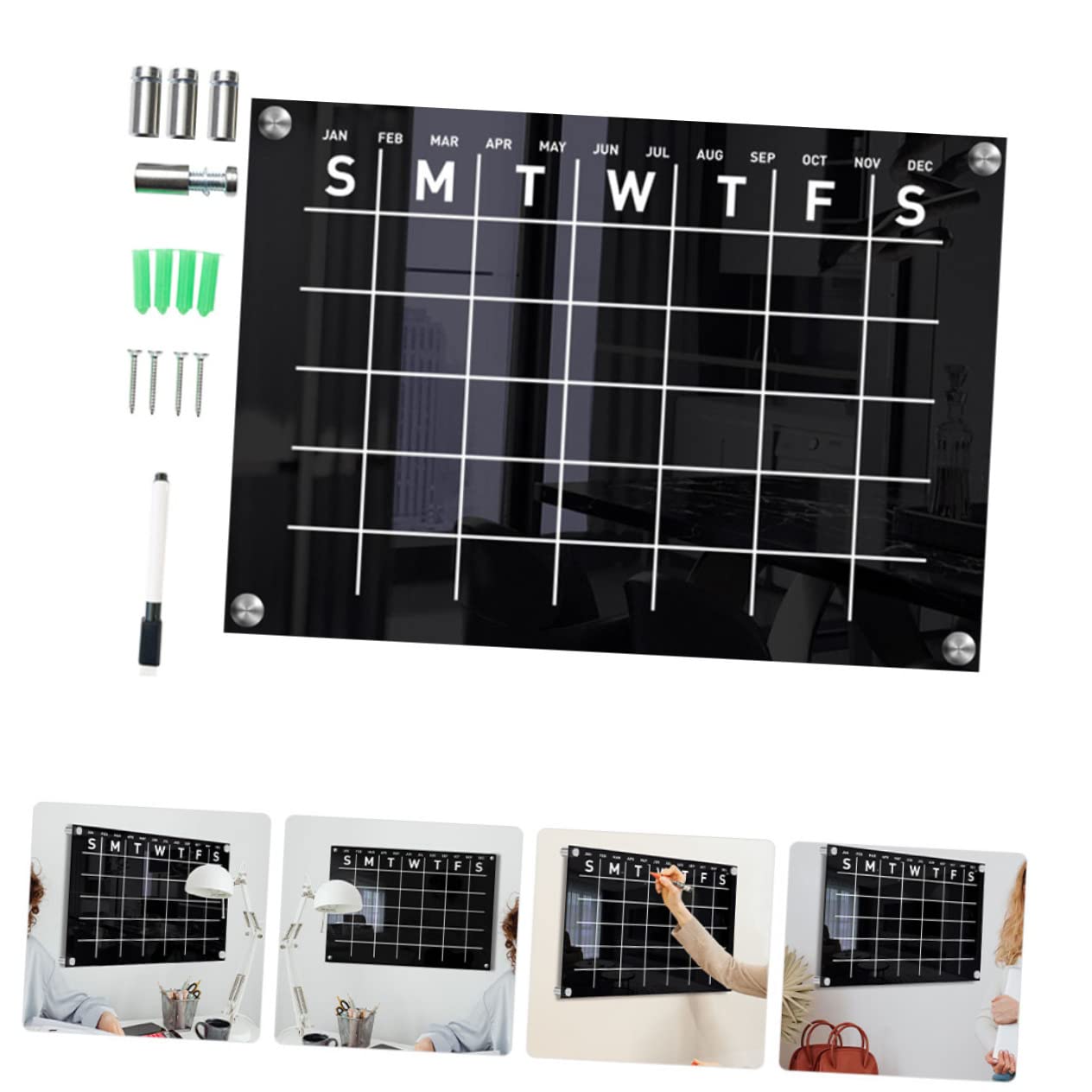 Artibetter Abwischbarer Wochenwandkalender aus Acryl mit Hängender Memotafel Leicht und Chic für Büro und Shop zur Dekorativen Wochenplaner Schreibtafel