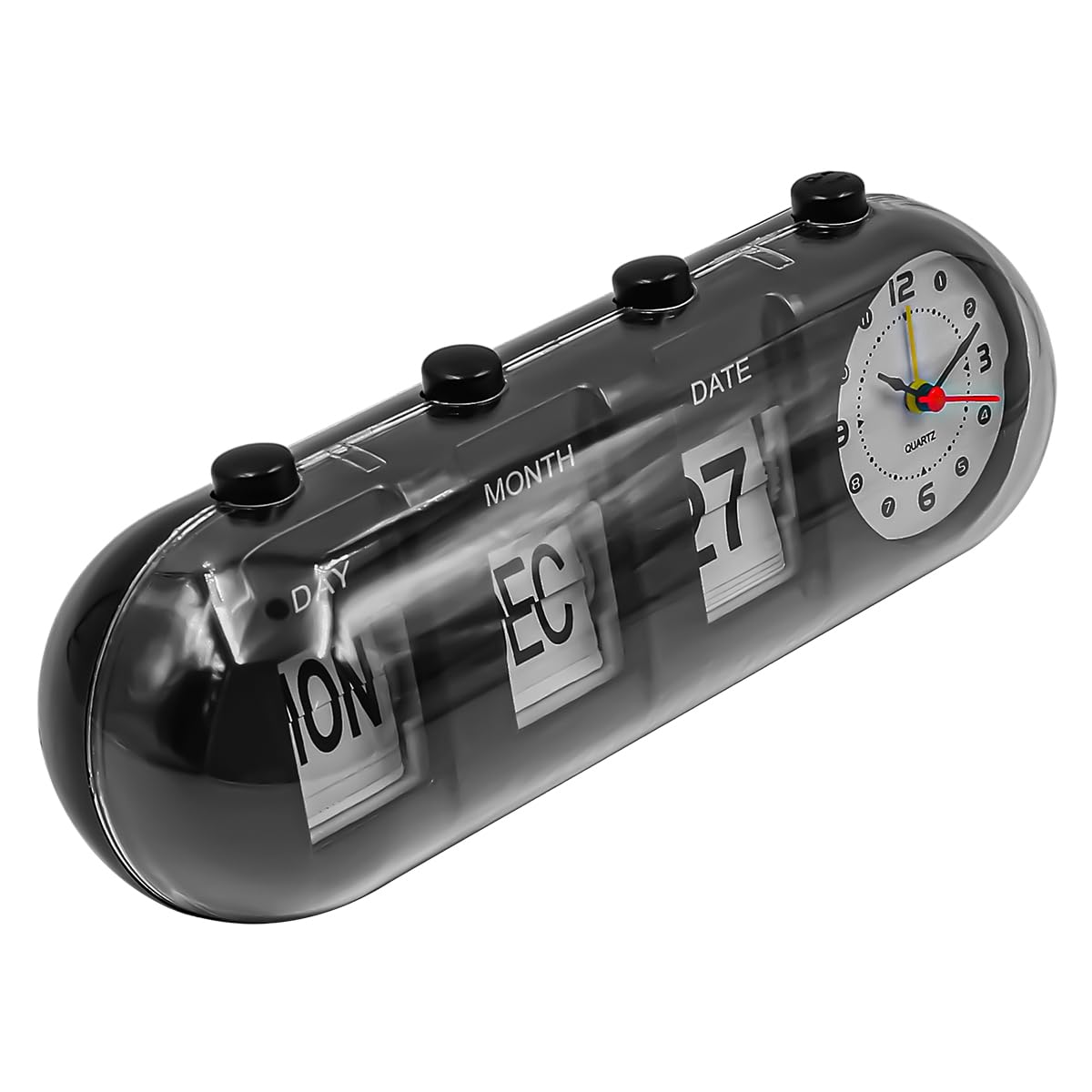 VOANZO Perpetual Desk Calendar with Clock Manual Flip Standing