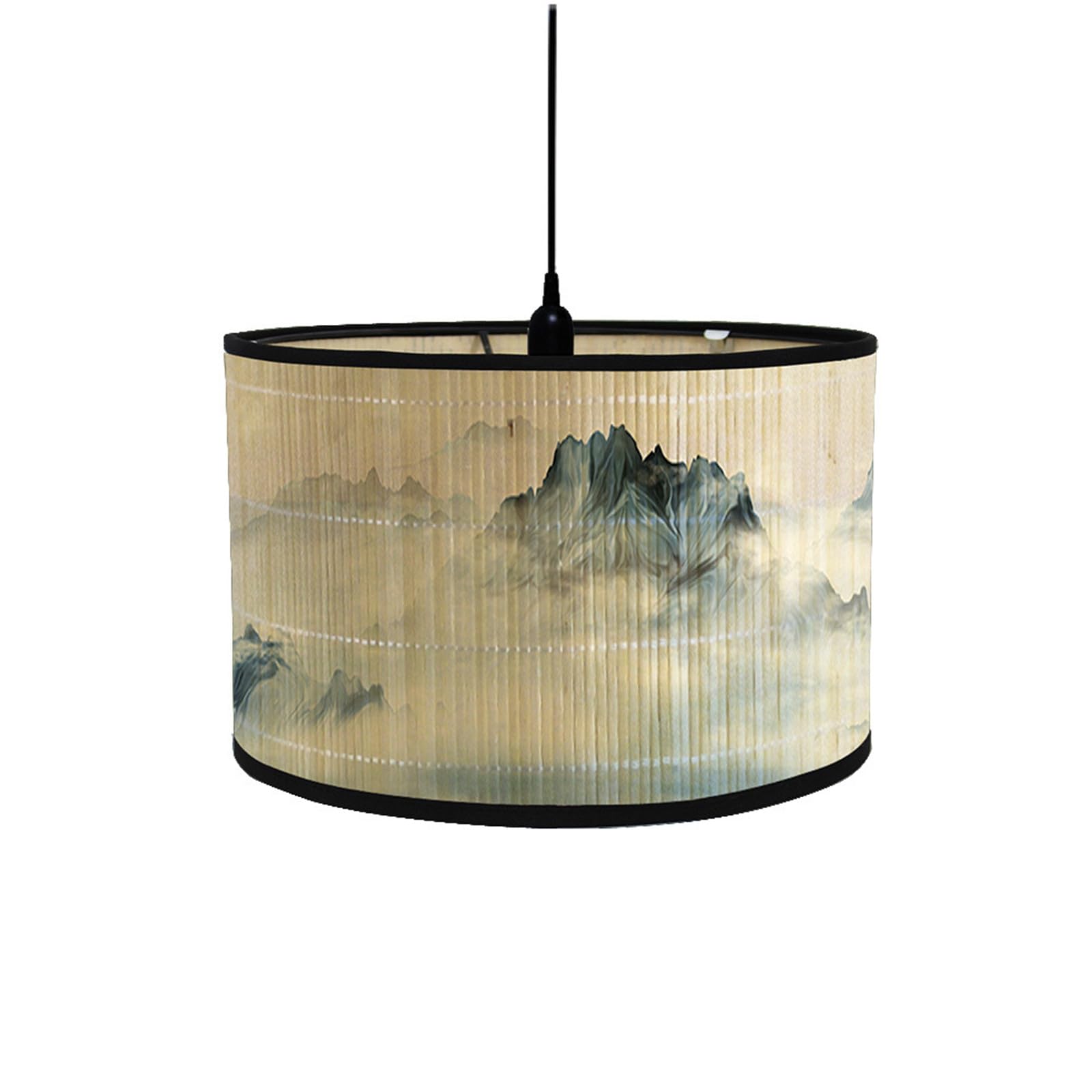 FANSU Round Drum Light Shade for Table Lamp, Modern Chinese Style Pendant Lampshades Easy Fit for Living Rooms, Bedroom, Hallways, Reading Room (Blue,30x30x20cm)