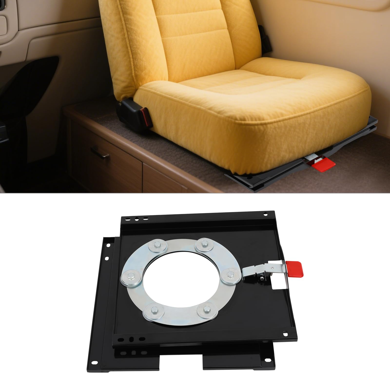 Base pivotante à 360° - Console rotative universelle - 48 x 48 cm - Pour sièges de Fiat Ducato X250, Citroën Relay et Peugeot Boxer (à partir de 2007) (côté passager)