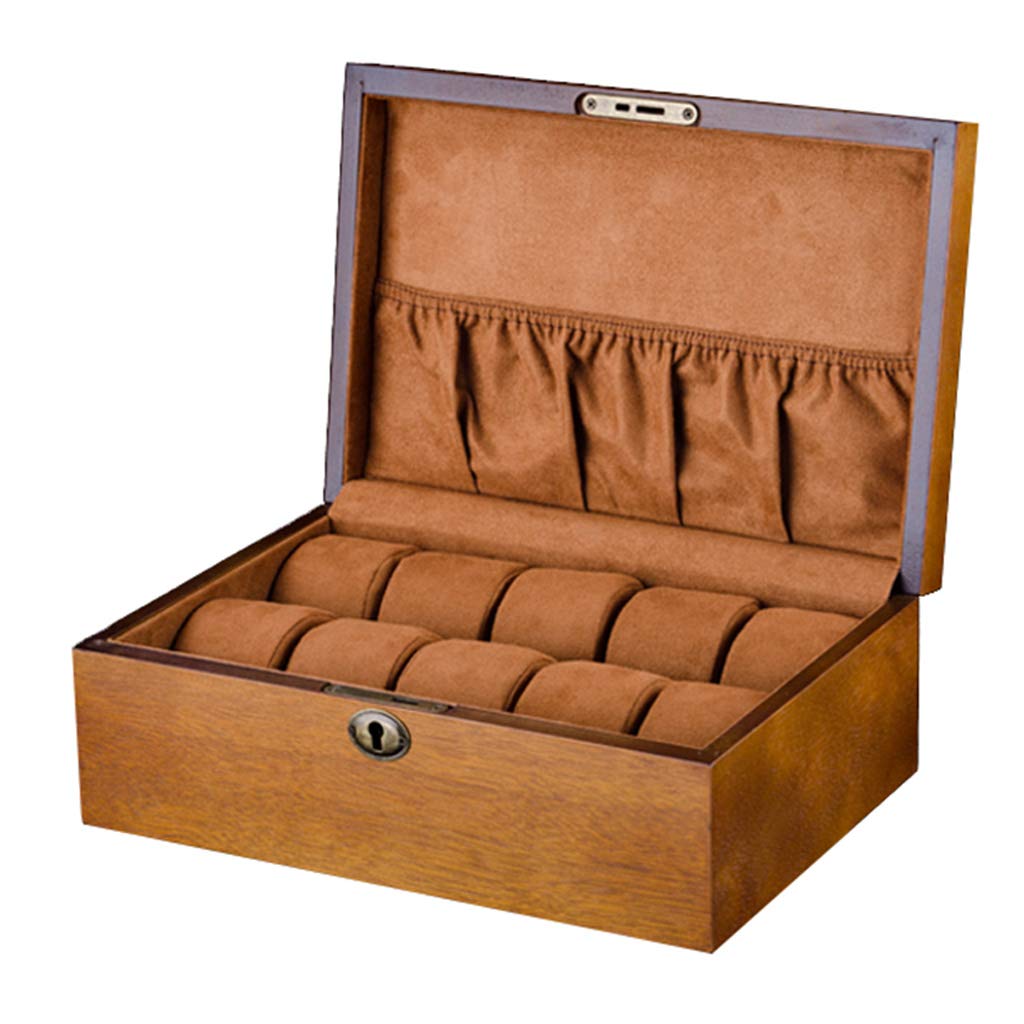 MUSUMI Caja de reloj con almohadas suaves, 10 ranuras, caja de almacenamiento para exhibición de joyas, organizador de pulseras de Madera para Hombres y Mujeres