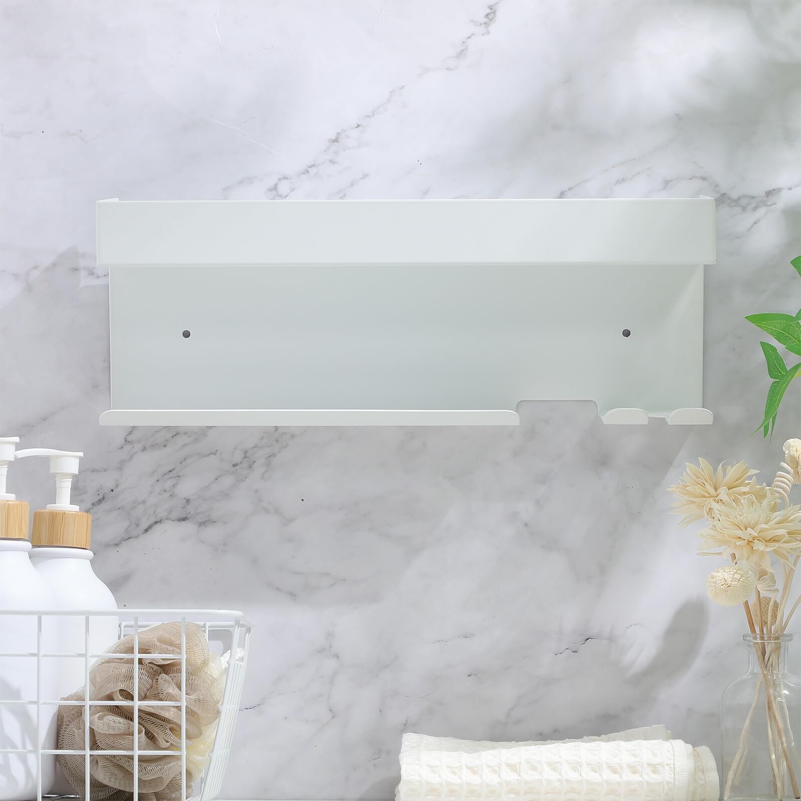 Lurrose Föhnhalterung ohne Bohren aus Aluminium in Weiß für Stylinggeräte