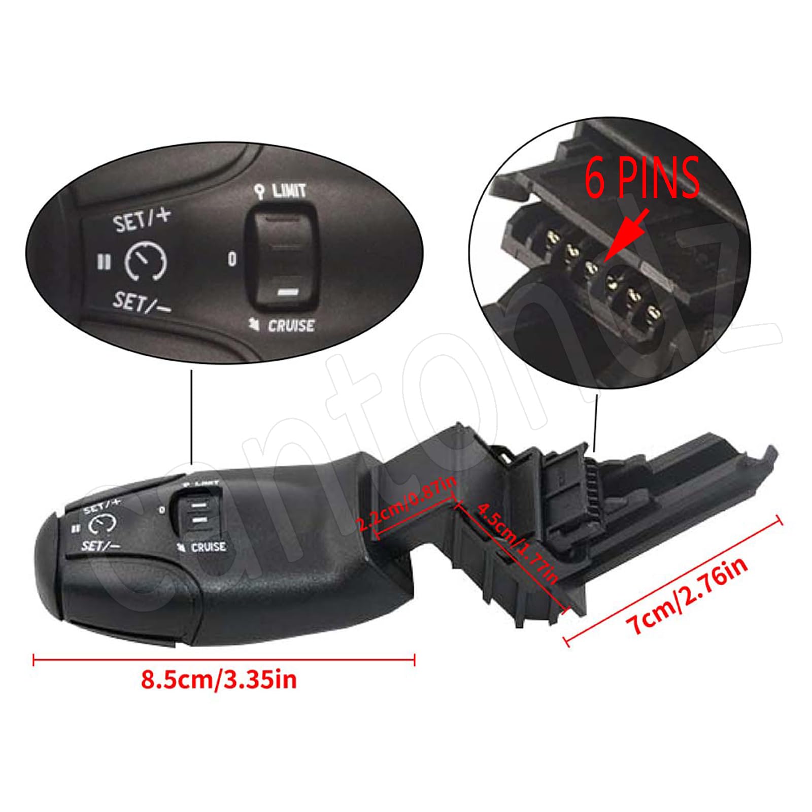 Commutateur De Régulateur De Vitesse Interrupteur de régulateur de vitesse Compatible avec Citroën C3 C5 C8 Peugeot 307 308 408 206 207 301 3008 6242Z8 6242.Z8(6 broches)