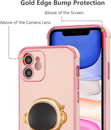 Miniatura 4 de RALEAVO Funda para iPhone 11, bonita funda de astronauta 6D con función atril, cubierta de lujo enchapado en lujo, ajuste delgado, TPU suave, a
