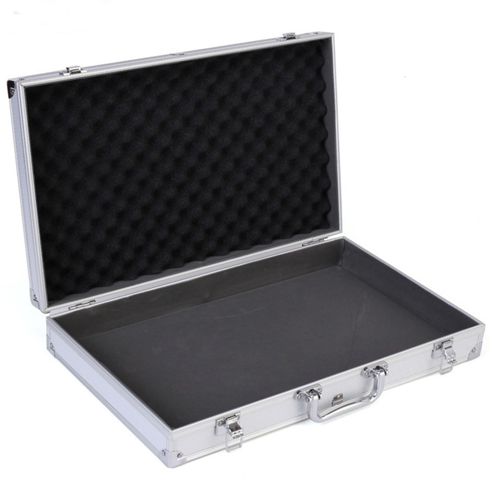 Flight Case with Foam Sponge, 18x11x3 Inch Lockable Storage Box with Handle, Portable Aluminium Tool Box Tool Foam Lockable Storage