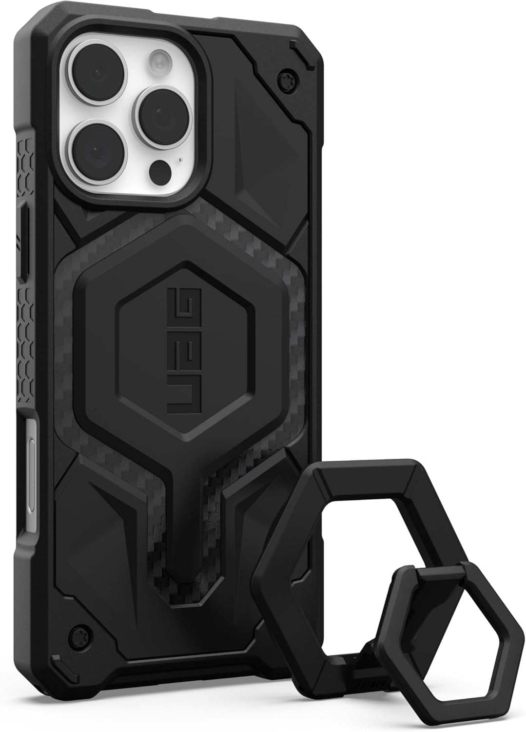 URBAN ARMOR GEAR UAG Designed for iPhone 16 Pro Max Case 6.9″ Monarch Pro Carbon Fiber Compatible with MagSafe Charging Rugged Heavy Duty Protective Cover + Magnetic Ring Stand Black Bundle Set URBAN ARMOR GEAR UAG Designed for iPhone 16 Pro Max Case 6.9″ Monarch Pro Carbon Fiber Compatible with MagSafe Charging Rugged Heavy Duty Protective Cover + Magnetic Ring Stand Black Bundle Set