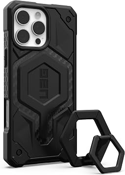 URBAN ARMOR GEAR iPhone 16 Pro Max Case 6.9 inch Monarch Pro Carbon Fiber Compatible with MagSafe Charger Heavy Duty Rugged Protective Case + Magnetic Ring Kickstand (Black)