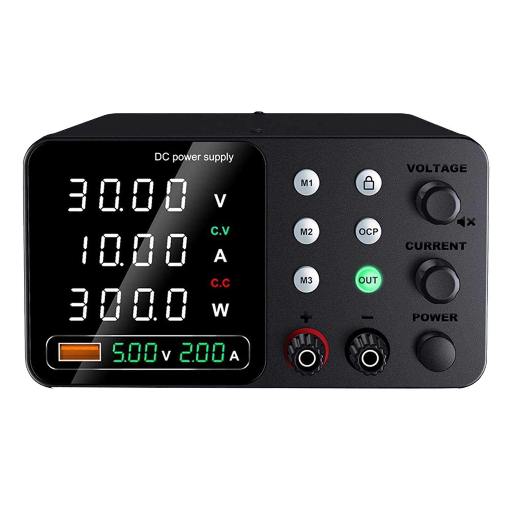 Alimentatore da Laboratorio da 30 V 10A 5V 2A DC Alimentazione Aterimanali di Alimentazione Regolamentata con Output Abilita/Disabilita Pulsante B Eu Plug