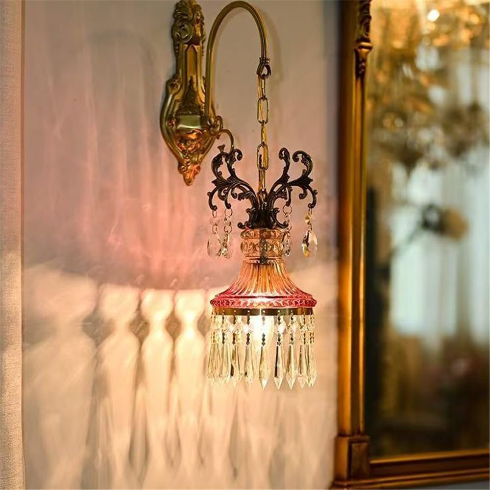 SXECAEPS Brass Wall Lamp LED - American Retro Style for Living Room, Bedroom, Aisle and Corridor Lighting