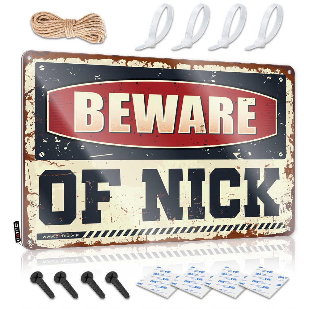 STWNVOITV Tinsign Decor Beware Of Nick Sign Beer Bar Metal Sign Tin Metal Bar Signs(30X40CM)