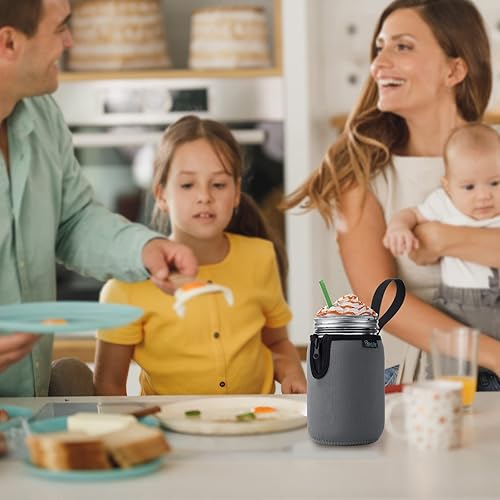 Vista 5 de Beautyflier Mason Jars - Frascos de boca ancha de 32 onzas, con boca regular, aisladores, enfriadores de vidrio para beber, frascos de brote, manga