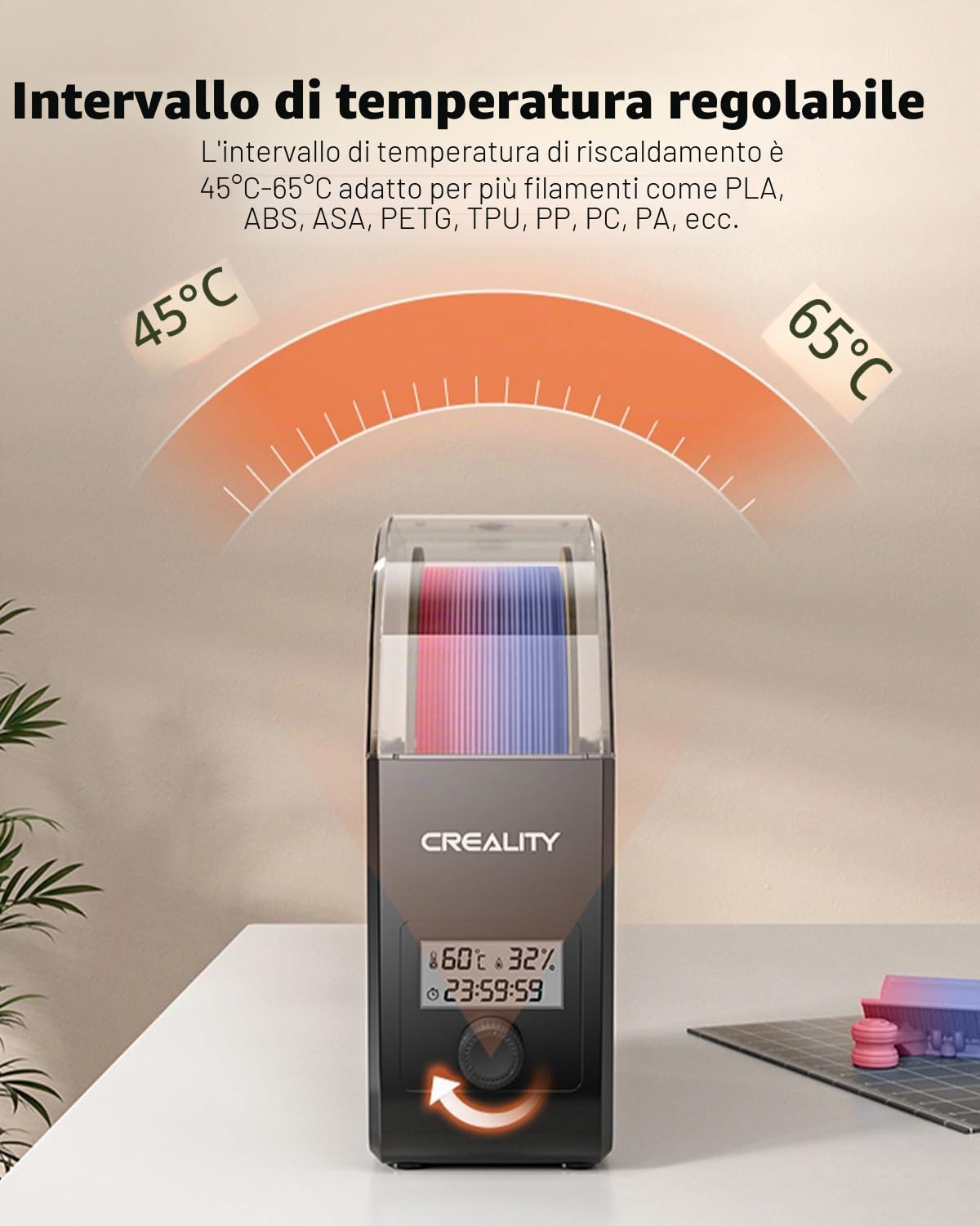 Creality Ufficiale Essiccatore per Filamenti, Essiccatore di Filamento per Stampante 3D con Ventola,Scatola di Stoccaggio per Essiccatore di Filamenti per Filamenti PLA ABS PETG TPU,Filament Dryer 2.0