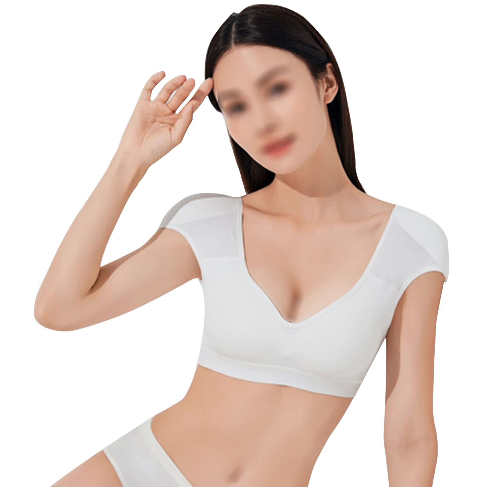 T-shirt blanc à épaulettes haut de gamme coupe rétro chic femme L