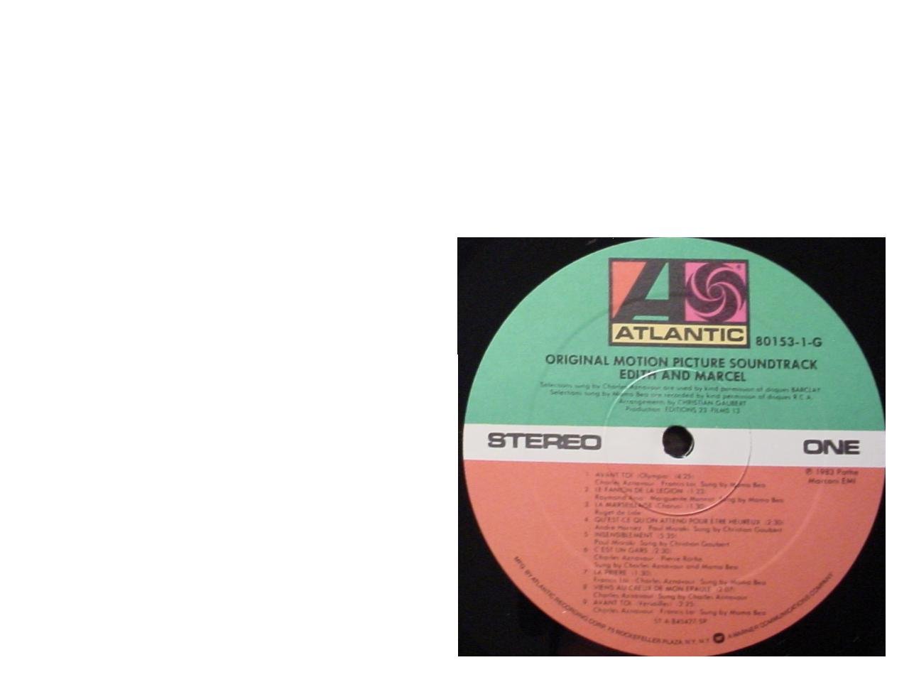 Rare Edith & Marcel Original Motion Picture Soundtrack Promo Issue Stereo 2 Lp Set & Original Gate-fold Cover - Claude LeLouch - Atlantic Records 1983