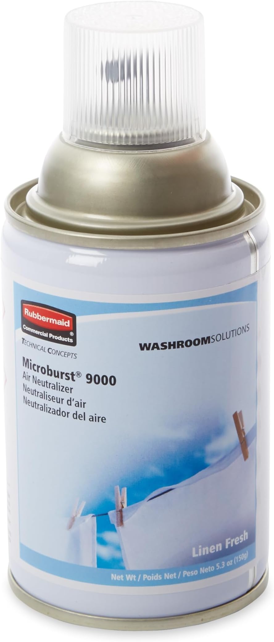 Rubbermaid Commercial Standard Air Freshener Aerosol Refill for Microburst 9000, Linen Fresh (FG4012441)