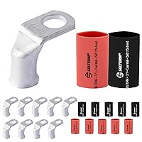 Vista 253 de SELTERM 25 piezas de lengüetas de cable de batería de cobre estañado de grado marino de 2/0 AWG de 3/8 pulgadas, terminales de anillo de calibre 00