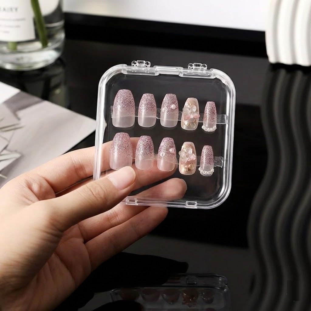 SAJANI Acrylic Press On Nails Storage Boxes, Transparent Mini Nails Storage Box For Women Multi Purpose Storage Case For Earrings, Bracelete, Rings, Necklace And Nails (6)-image-46