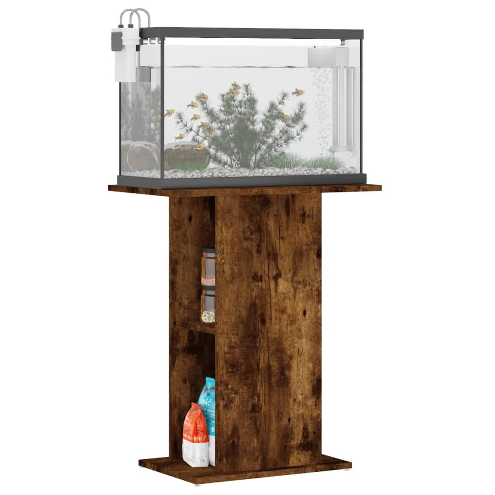 Rantry Aquariumständer Aquarium Unterschrank Aquarien Schrank, Aquarium Tisch mit Stabiler Oberplatte, Aquariumschrank für Sicheren Stand Räuchereiche 60,5x36x72,5 cm Holzwerkstoff