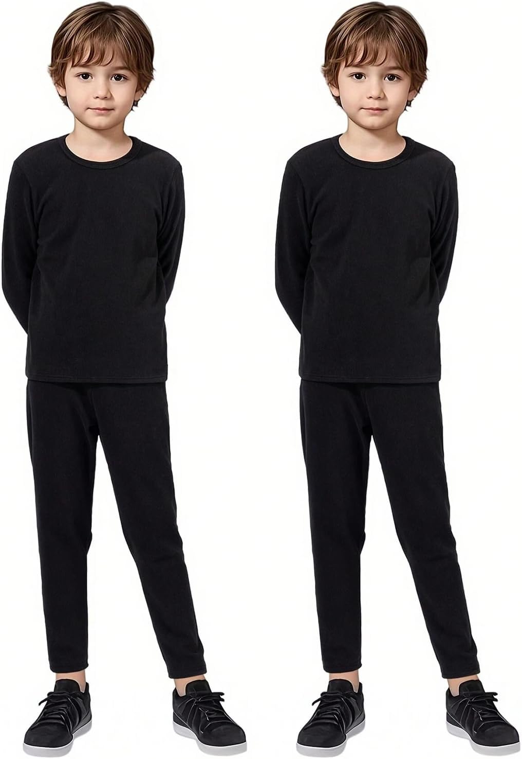 Boy's Long Sleeve Athletic Base Layer Compression Underwear Shirt Tights Set KidsThermal Underwear Set