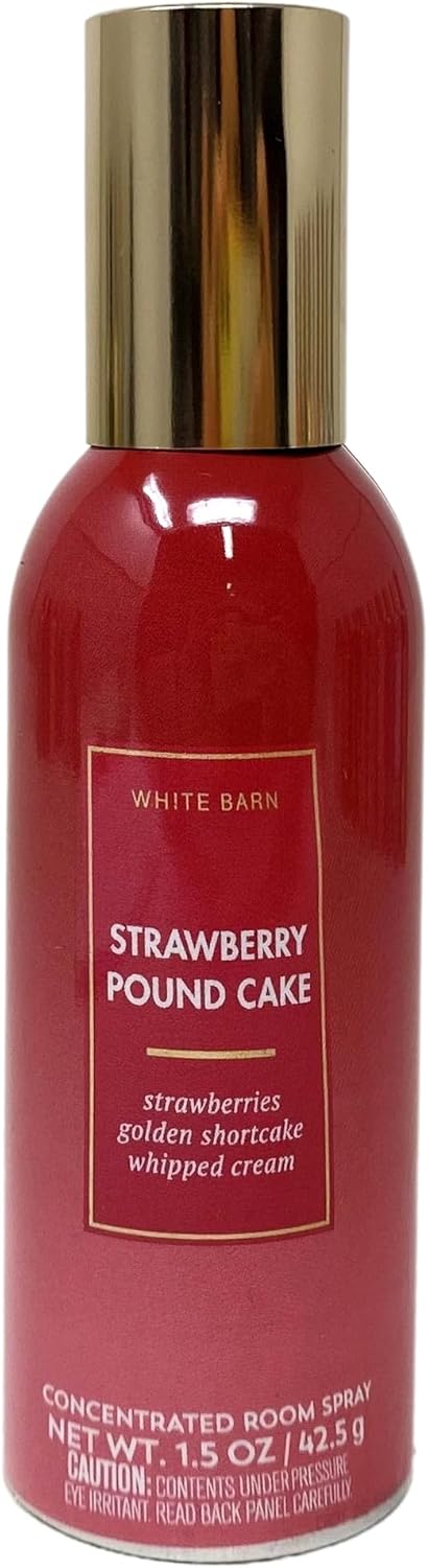 Bath & Body Works Strawberry Pound Cake Concentrated Room Spray 3 Piece Bundle with a Himalayan Salts Springs Sample Soap