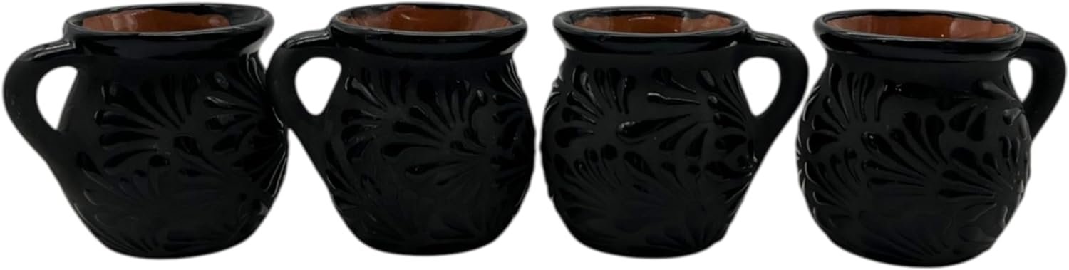 Black Clay Jarrito Mug | Handmade Mexican Coffee Cup (4)