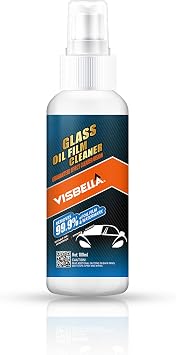 Visbella Oil Film Cleaner Spray, Car Windshield Wiper Fluid Liquid, Clear Vision Auto Windows & Rear-view Mirror, Watermark Spot Remover for Glass Surfaces, Automotive Rain Repellent Tool 3.38FL.OZ.
