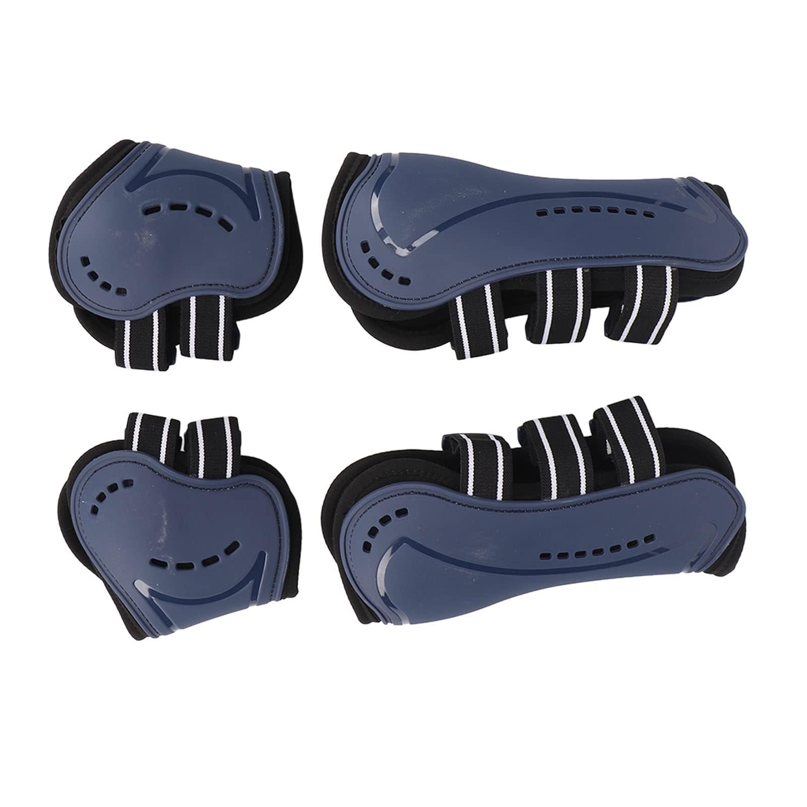 Botas Protectoras Para Tendón De Caballo, Bota De Menudillo Frontal Abierta Ajustable, Botas Protectoras Transpirables Para Tendón De Salto De Caballo, Juego Azul De 4(M)
