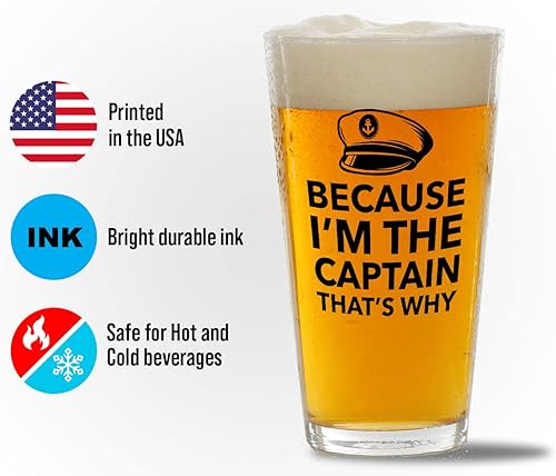 Miniatura 3 de Boat Lovers - Vaso de cerveza de 16 onzas - Because I'm The Captain - Velero, yate, lago, océano, barco, barco, náutico, velero, pontón, entusiasta