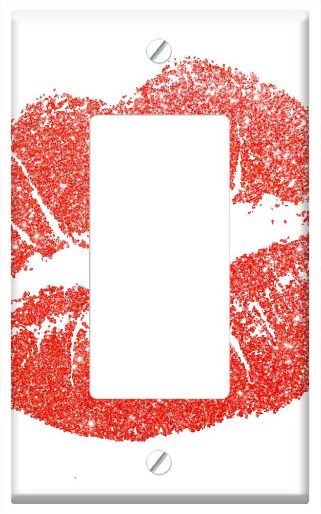 Switch Plate Single Rocker/GFCI - Lips Lipstick Mouth Red Woman Sexy Make-Up Kiss
