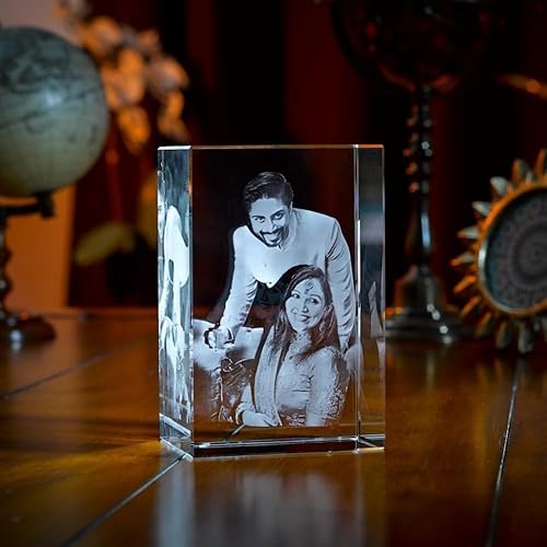 Miniatura 5 de Fotografía de cristal 3D personalizada grabada, marcos de fotos personalizados, álbum de fotos personalizado para mujeres, esposa, hombres, mamá,