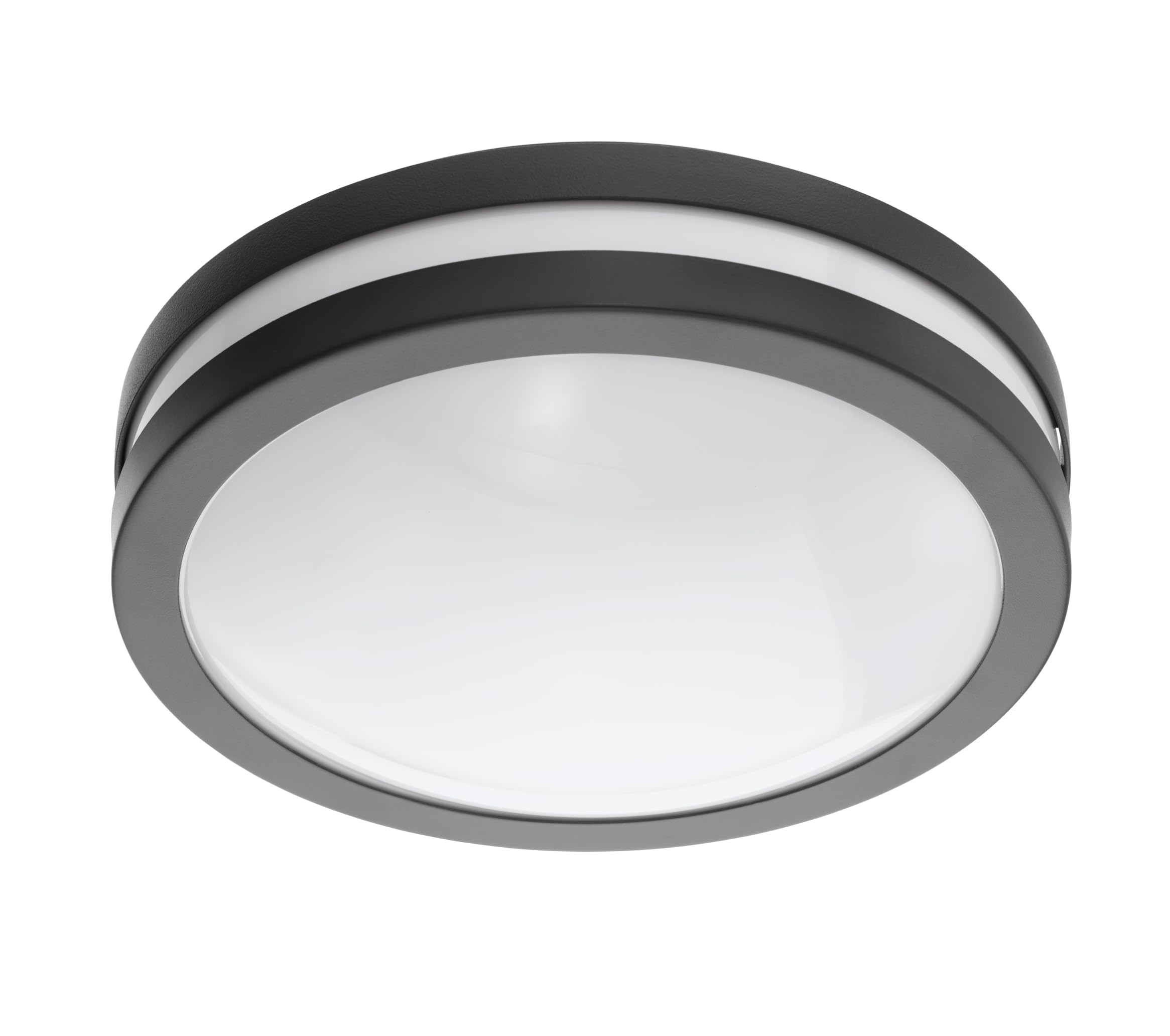 Eglo Smart Home LED Ceiling lamp Locana-C, Outdoor Ceiling Light, dimmable Exterior Light, Anthracite Galvanized Steel, White Plastic, Warm White, IP44