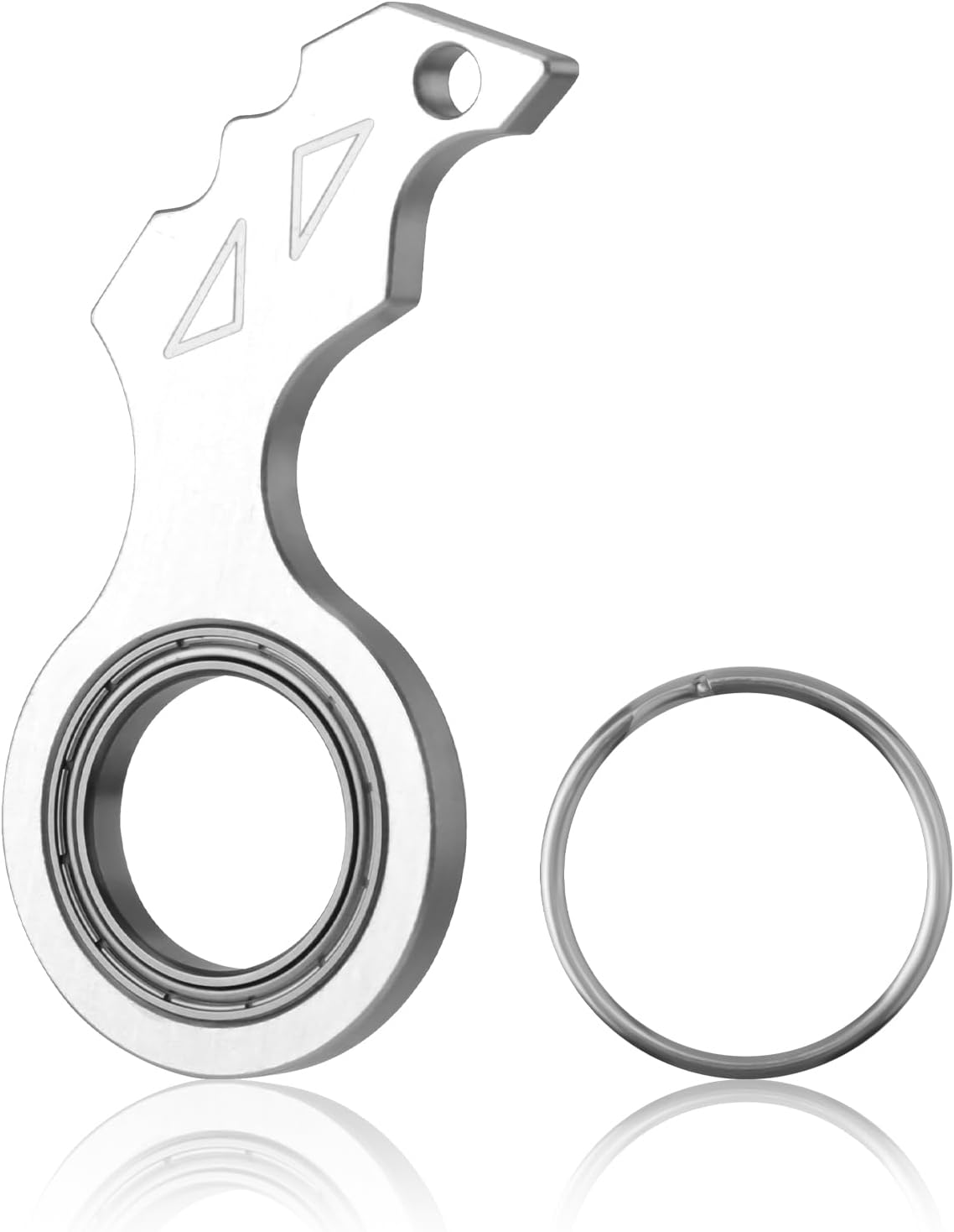 Fidget Toy Spinner Keychain with Keychain, Funny Spinning Finger Spinning Keychain Toys Portable Key Holder for Teenagers Adults Men Exercise with Fingers (Silver)