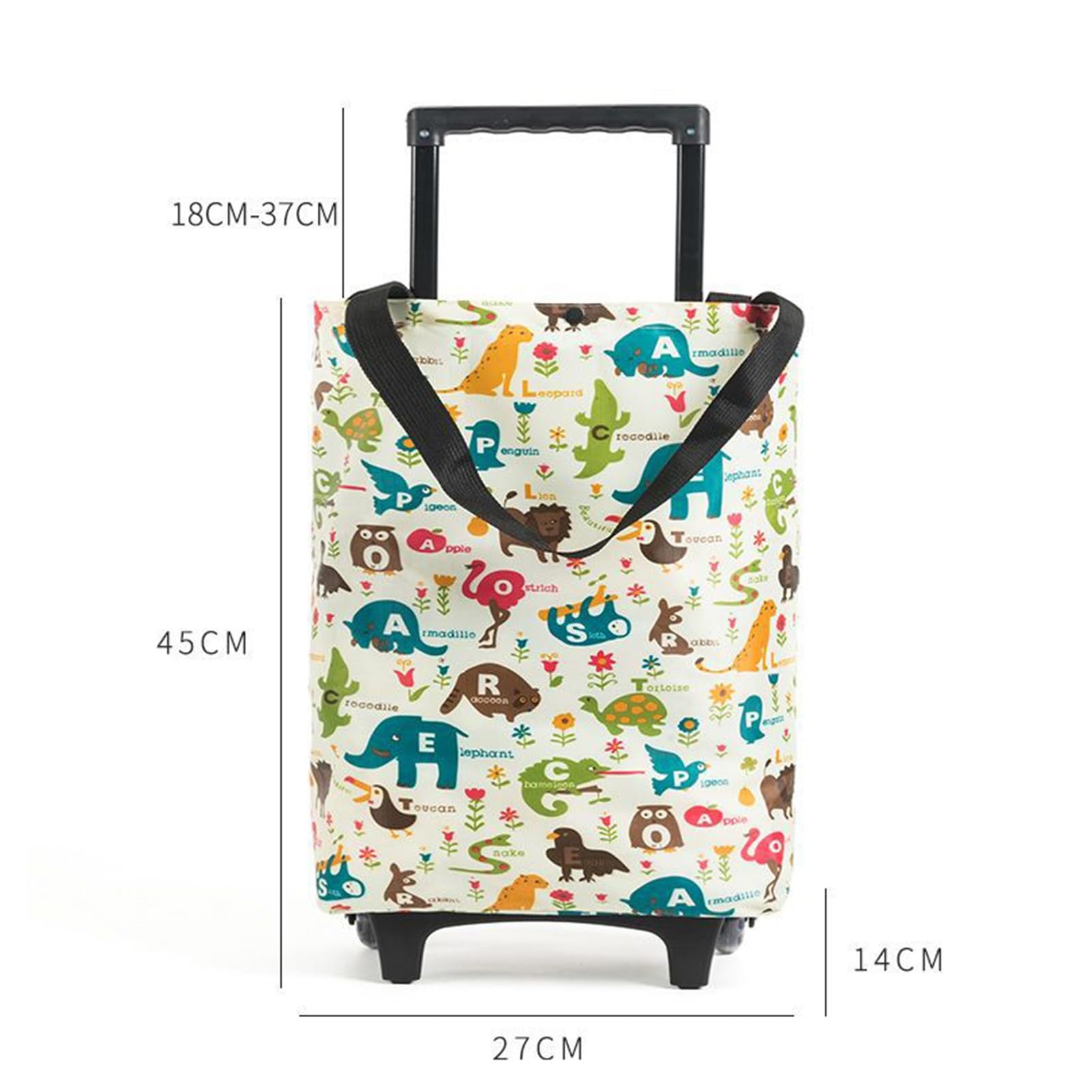 Sac De Rechange Pour Chariot De Courses, Sac À Roulettes, Sac En Tissu Oxford Imperméable Haute Densité, Sac De Rangement Double Usage Portable Avec Tige De Traction Épaisse De 40 L, 27 X 14 X 45 Cm