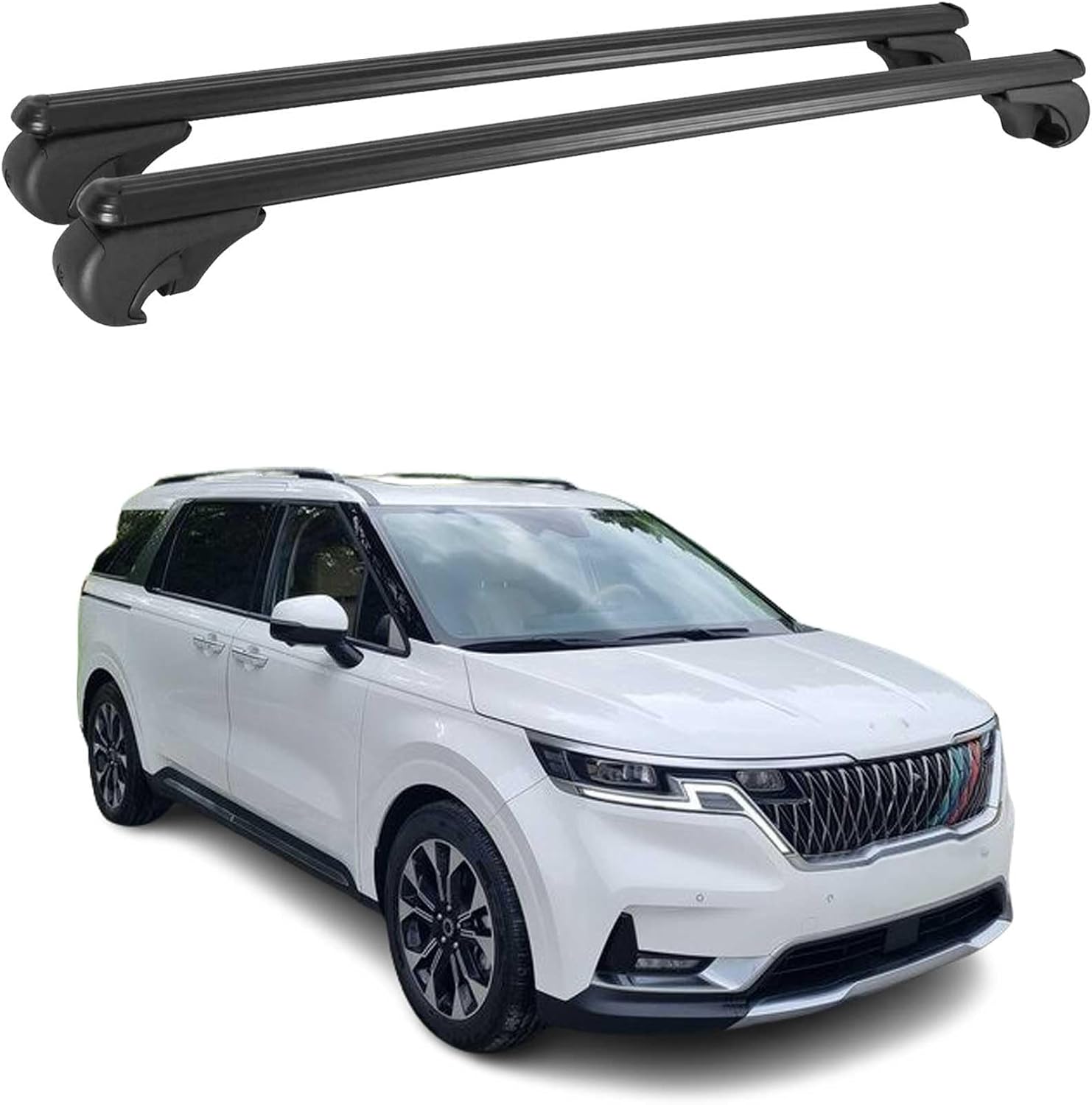 OMAC Roof Rack Cross Bars for Kia Carnival 2022-2026 165Lbs Lockable Aluminium Black 2Pcs fits Cargo Carriers Kayak Canoe Bike Snowboard