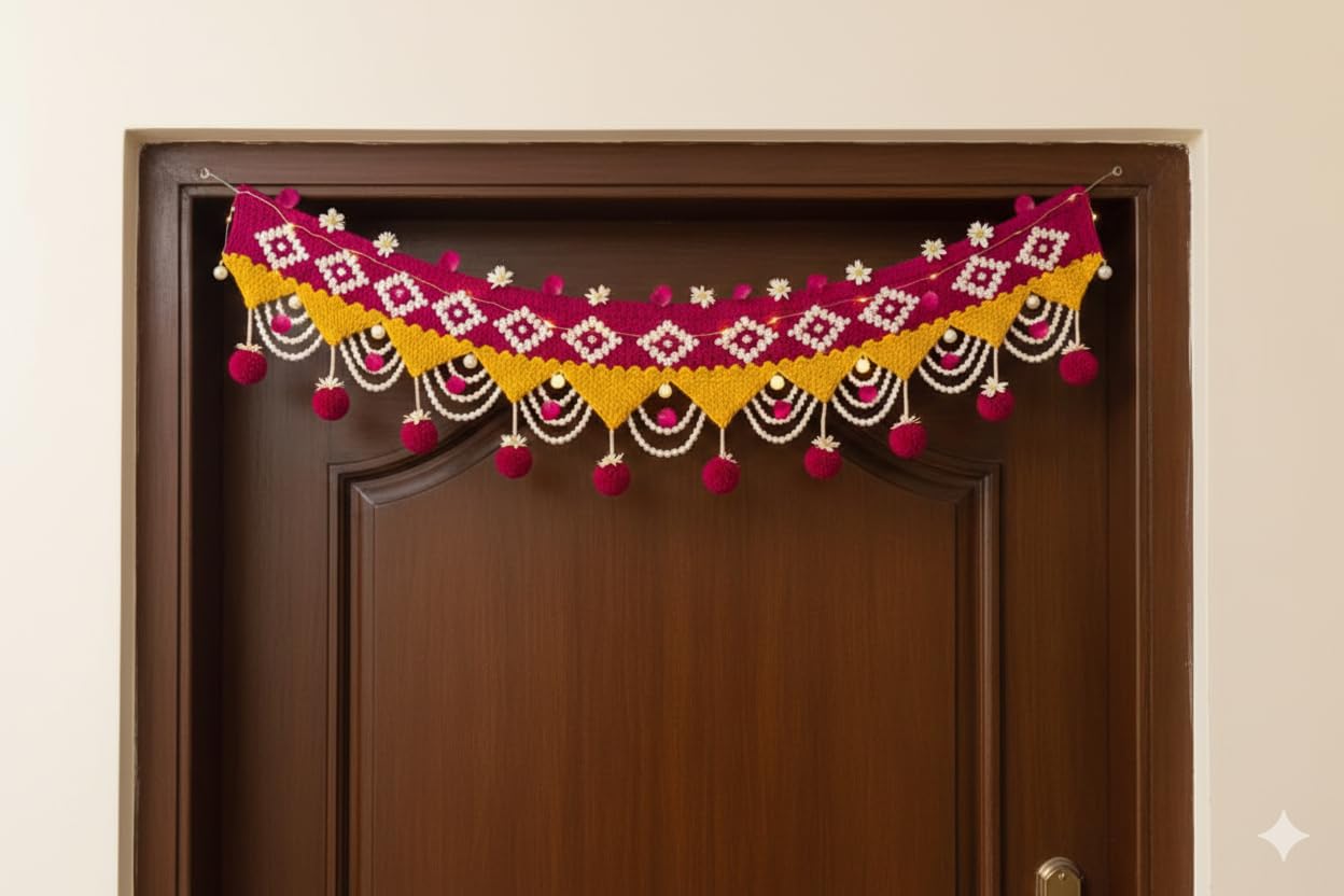 Handmade Woolen Toran - Diwali Decor & Wedding Gift -6 Handmade Woolen Toran - Diwali Decor & Wedding Gift -6
