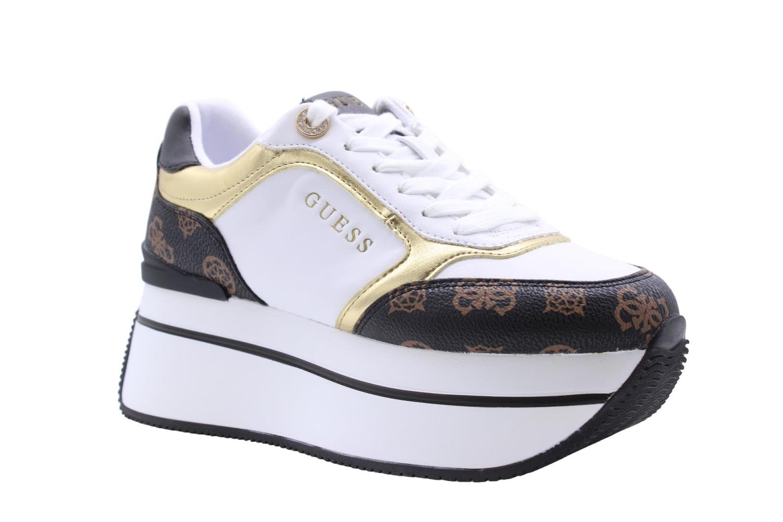 GUESS Zapatos Mujer Sneakers Camrio Platform White/Brown multilogo D24GU06 FL7CMRFAL12