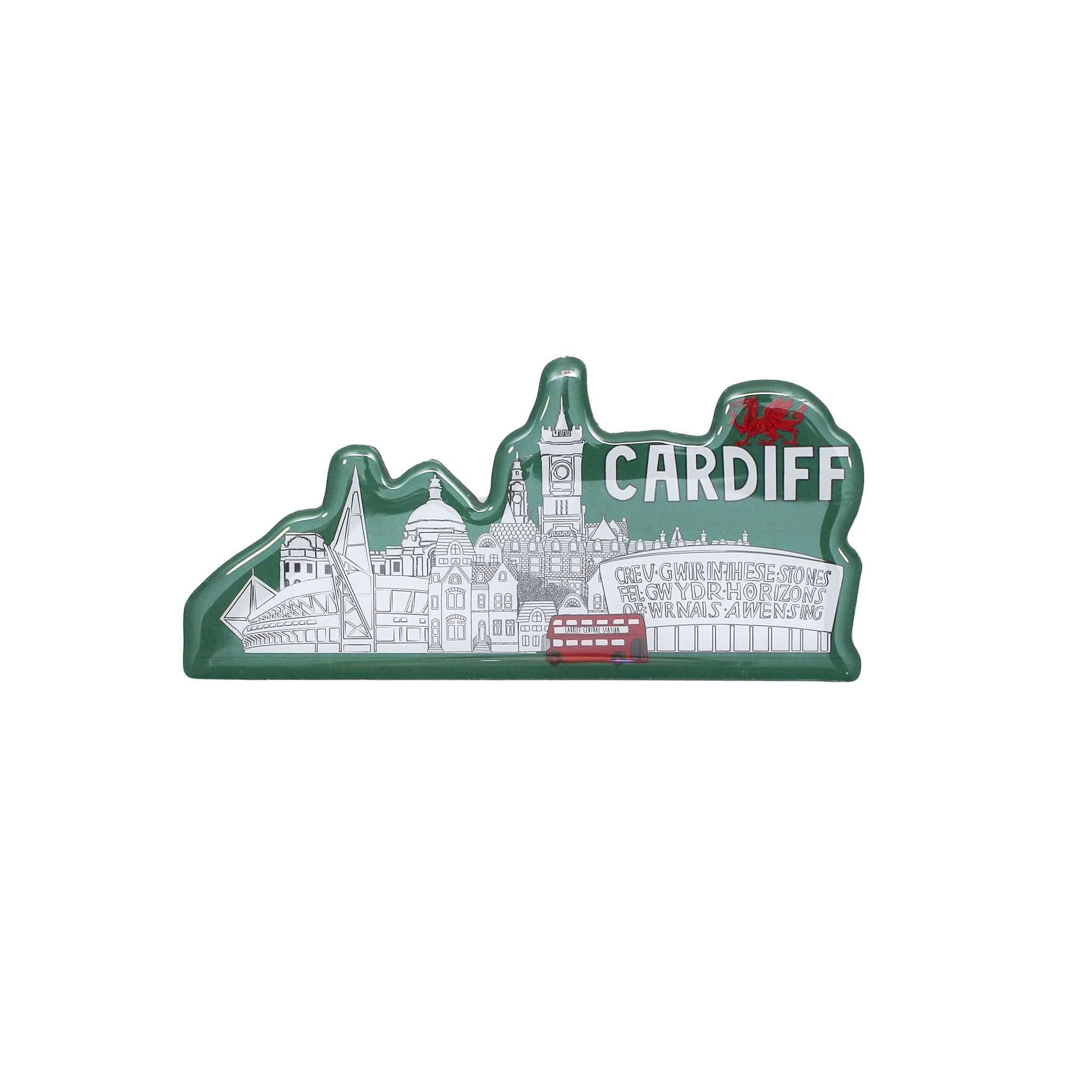 Welsh Wales Cymru Fridge Magnet Sheep Dragon (Cardiff Cityscape)