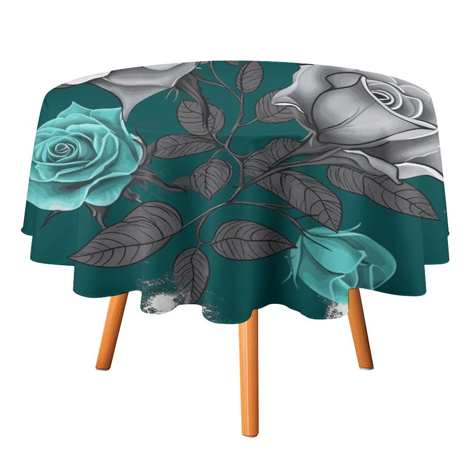 Nappe ronde en polyester imprimé aux finitions soignées pour terrasse