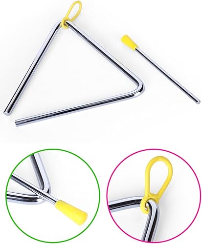 Miniatura 3 de yueton triángulo musical de acero, de 5 pulgadas, con percutor