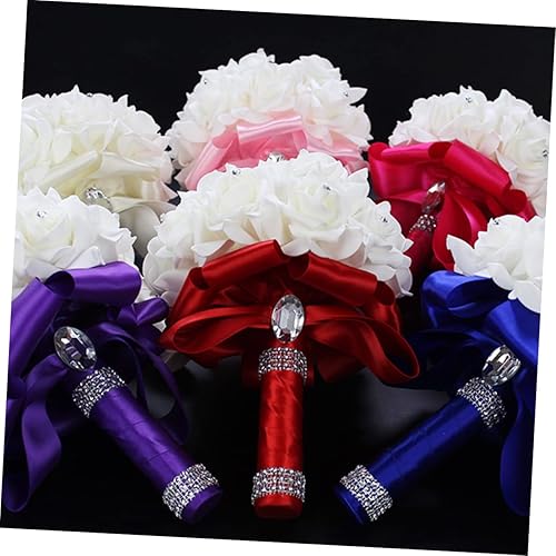 Miniatura 7 de ifundom Ramo de flores de seda para novia, ramo de flores de novia, decoración de diamantes de imitación de seda, flores de seda, flores de seda,