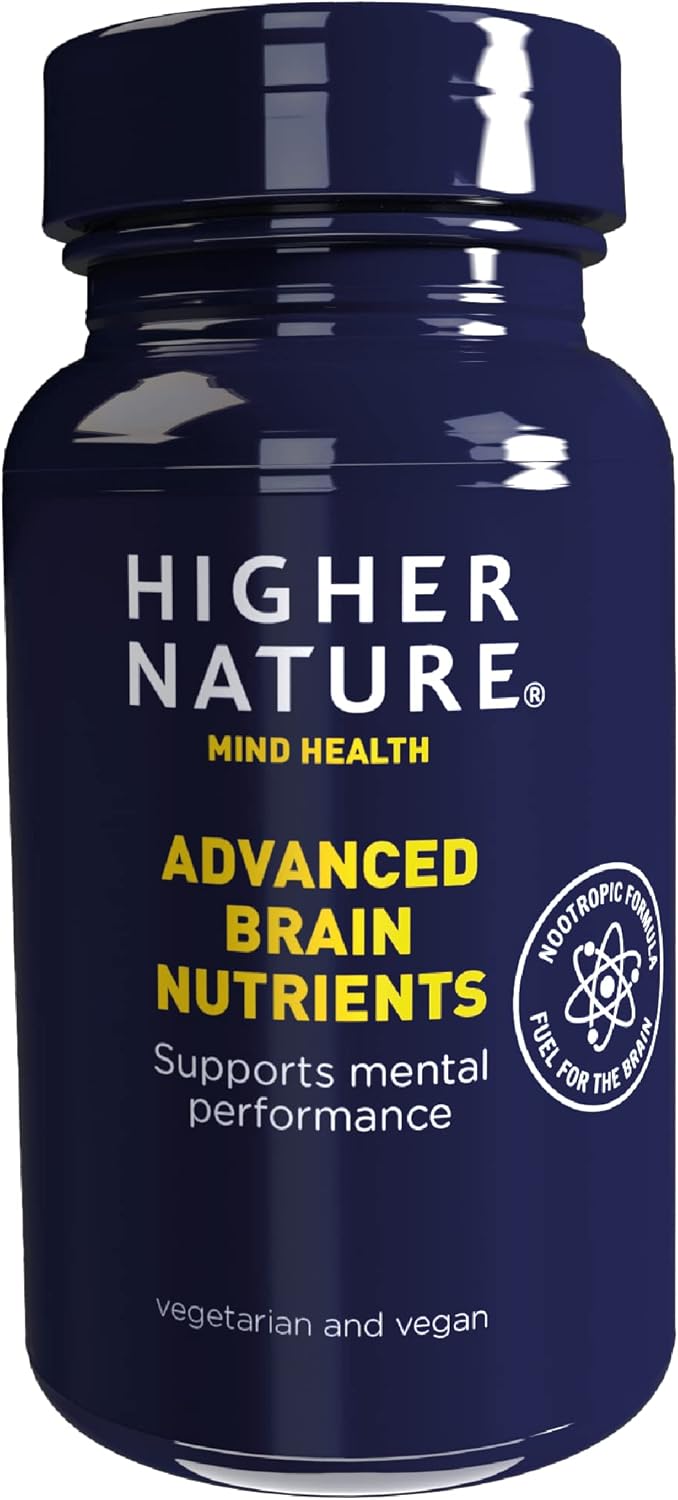 Higher Nature – Advanced Brain Nutrients – Aids Memory & Concentration – Supports Nervous System – Gluten Free – Vegan & Vegetarian – 90 Capsules