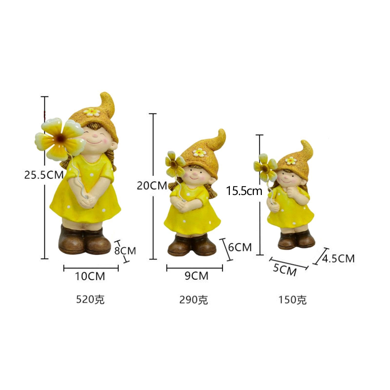 3 Piezas Duende Estatuas Gnomo Figuras Decorativas Ornamentos de Cerámica para Decoración Exterior Jardín Patio Boda Fiesta Regalo, Chicas, Individual