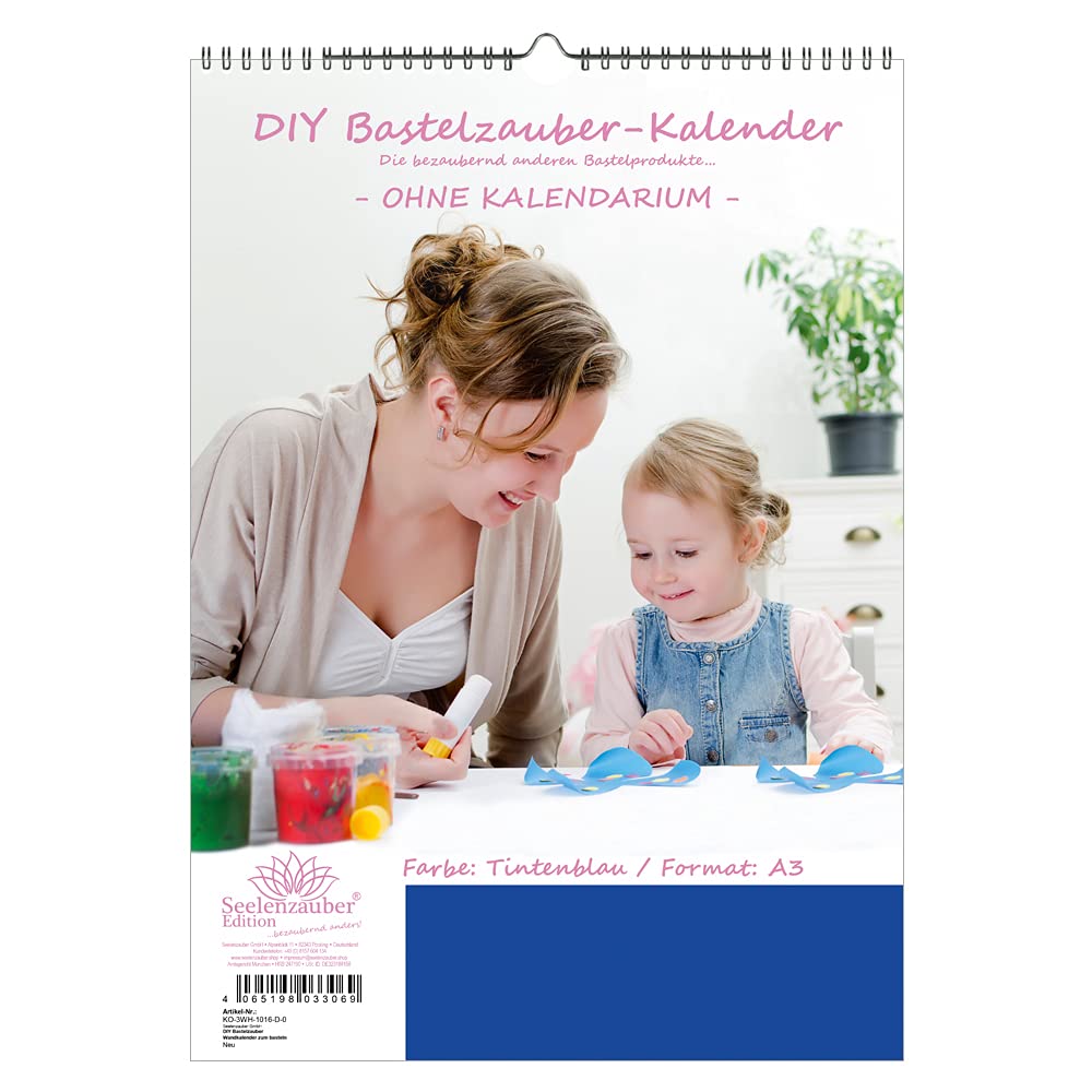 DIY Bastelzauber Wall Calendar for Crafts without Calendar DIN A3 Portrait Format Colour: Ink Blue - Seelenzauber Photo Calendar Craft Calendar Crafts