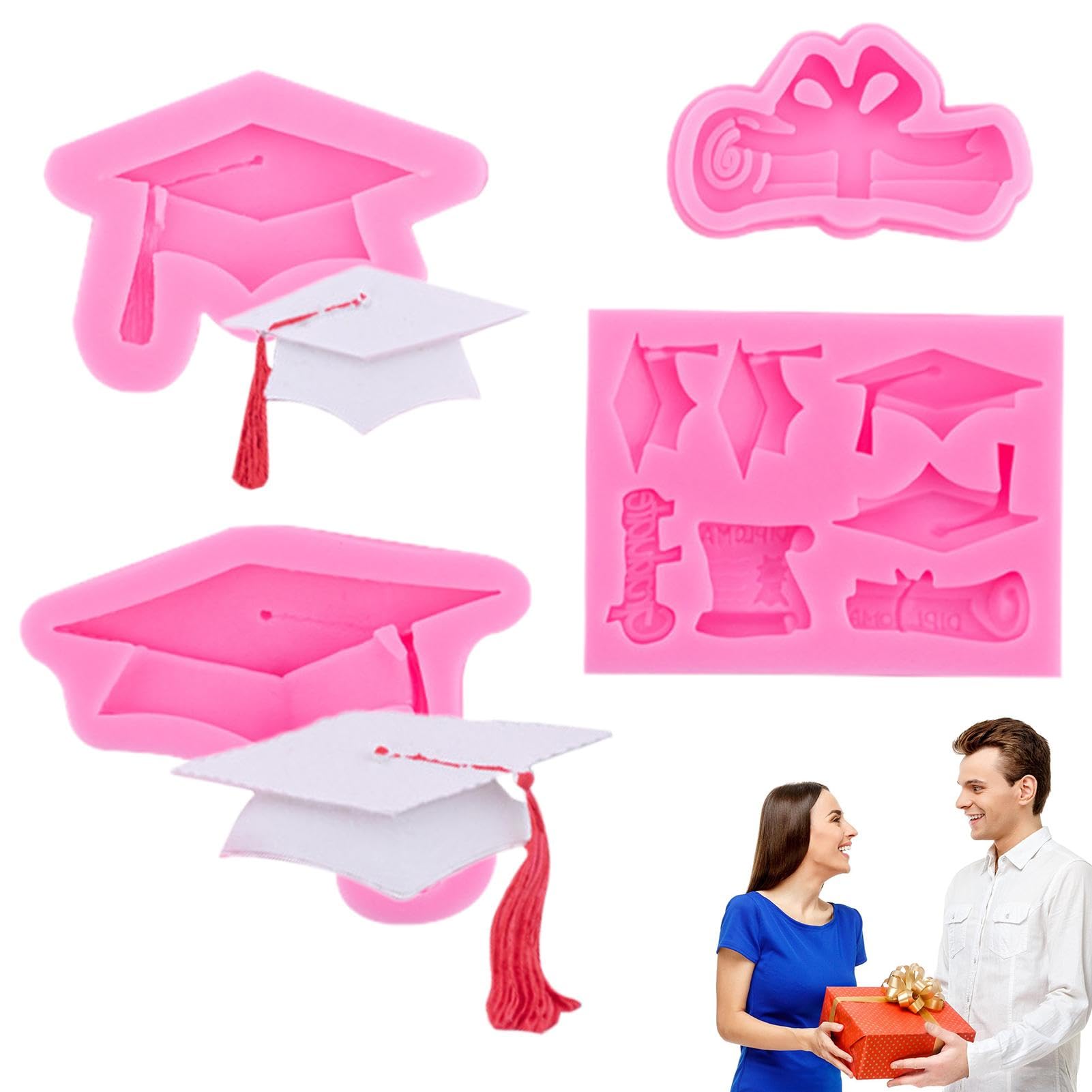 2 Stampini Silicone Per Laurea Ciieeo - Forma Cappello, Per Cioccolatini E Decorazioni