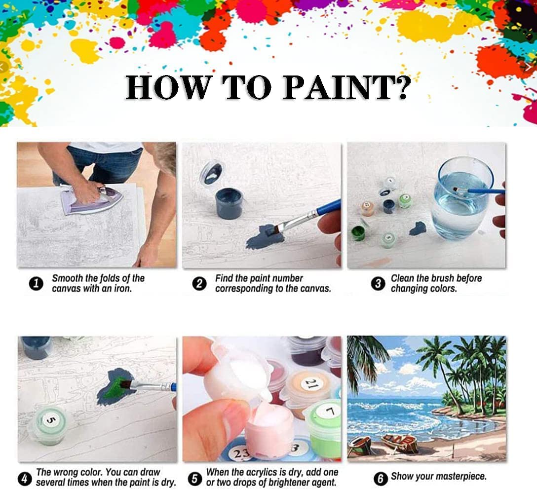 EHZXUSO Paquete de 4 pinturas por números para niños de 4 a 8 años, lienzo de pintura por números para niños principiantes, pintura al óleo de acuarela acrílica fácil por números EHZXUSO Paquete de 4 pinturas por números para niños de 4 a 8 años, lienzo de pintura por números para niños principiantes, pintura al óleo de acuarela acrílica fácil por números