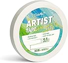 JusArt Artist Tape for Watercolor Paper, 1/2 inch Wide 200FT Long, White Art Tape for Masking, Drafting and Painting, Acid Free, Low Tack