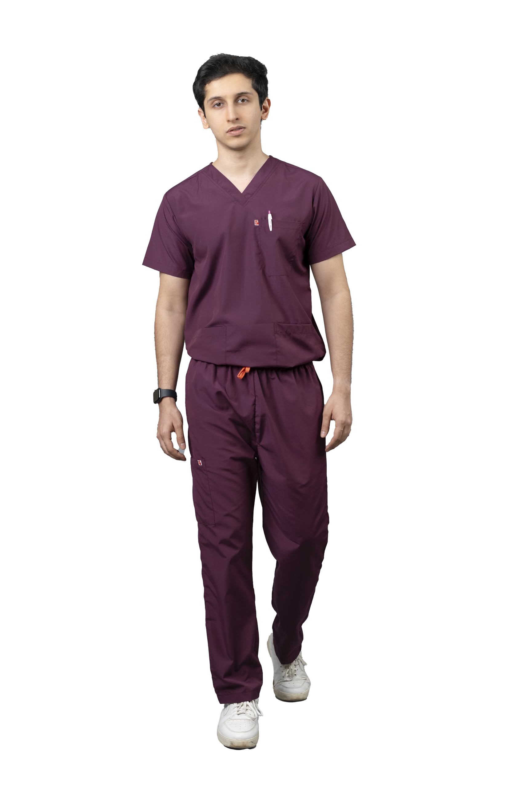 VastraMedwear Mens Knit V Neck Half Sleeves Scrub Suit | 5 Pockets Medical Scrub Scrub Suit For Doctor | Uniform for Doctors, Nurses, Dentists & Healthcare Professionals Scrub Suit For Men (Wine, M) (B0BSQXBBP7) Amazon Price History, Amazon Price Tracker