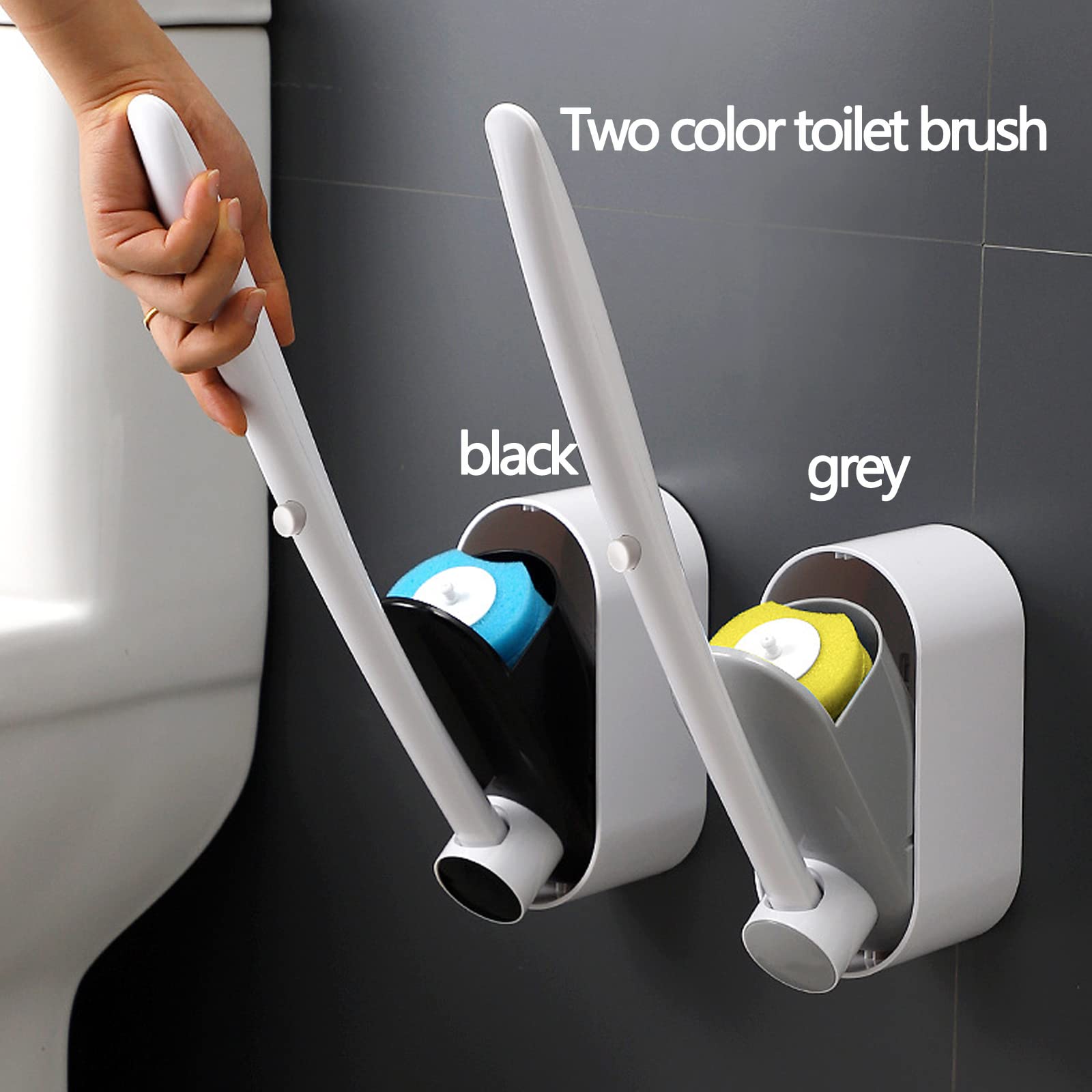 Einweg-Toilettenstab-Set – 8 Ersatzköpfe schwarz – müheloses WC-Reinigungssystem mit Halter – Sanitär-Toilettenbürste