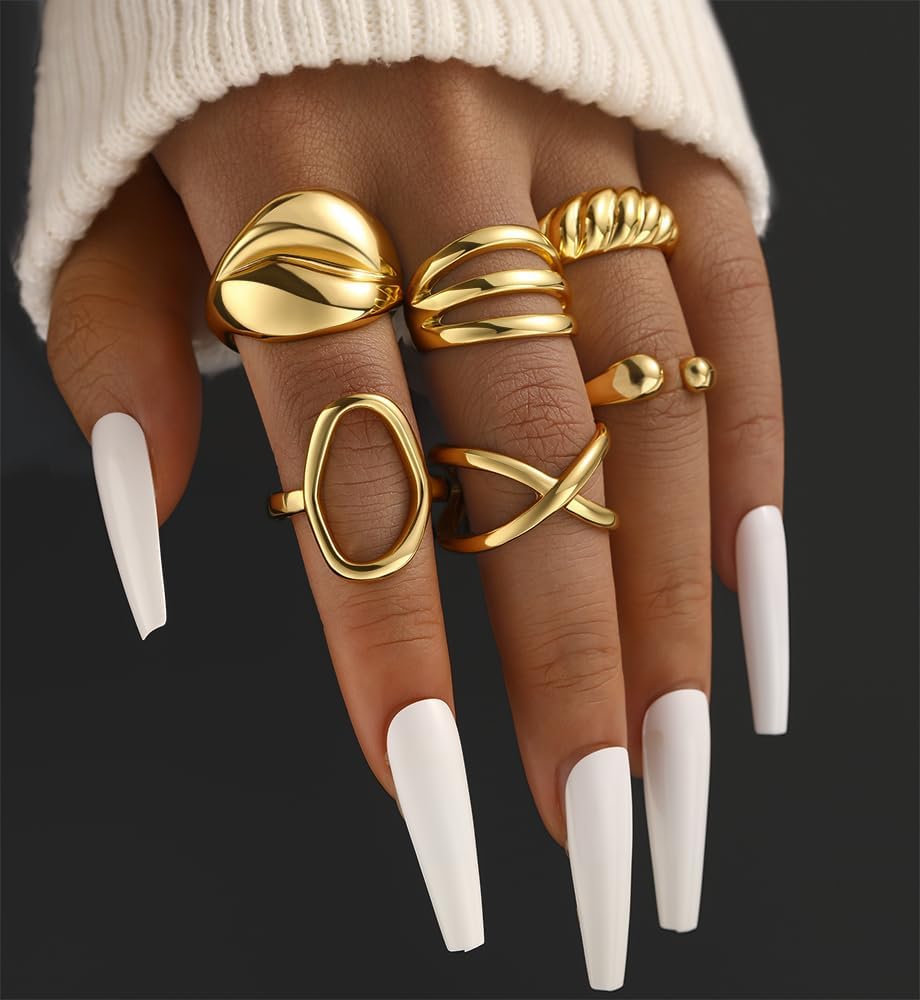 iF YOU 25 Pcs Gold Stackable Ring Set for Women, Chunky Knuckle Finger Midi Rings, Silver Simple Stacking Cute Rings Pack Trendy Stuff Jewelry Gift - Image 7