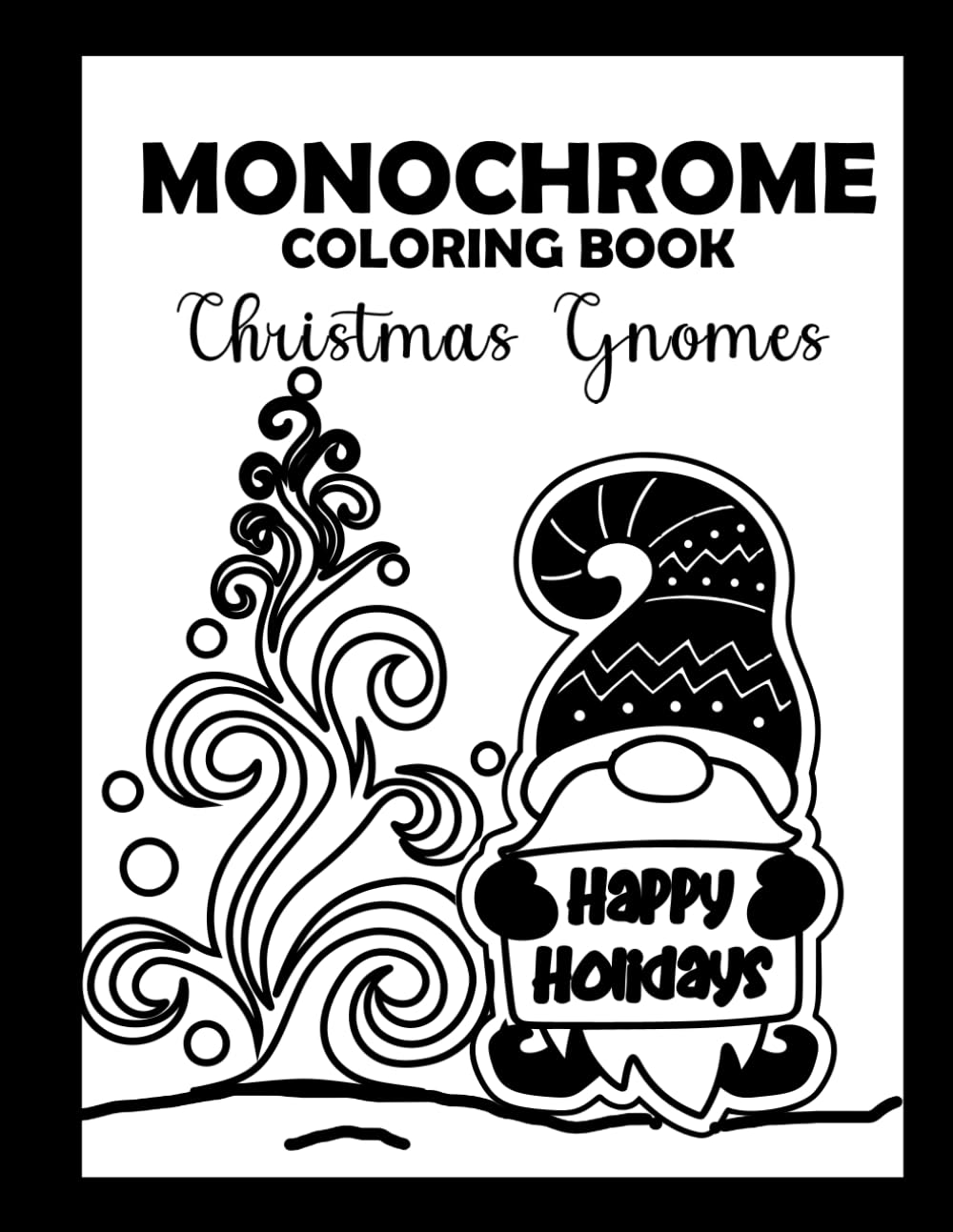 Monochrome Coloring Book Christmas Gnomes